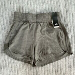 Adidas Pacer WVN High Training Shorts Womens Small Grey NEW 3" Inseam
